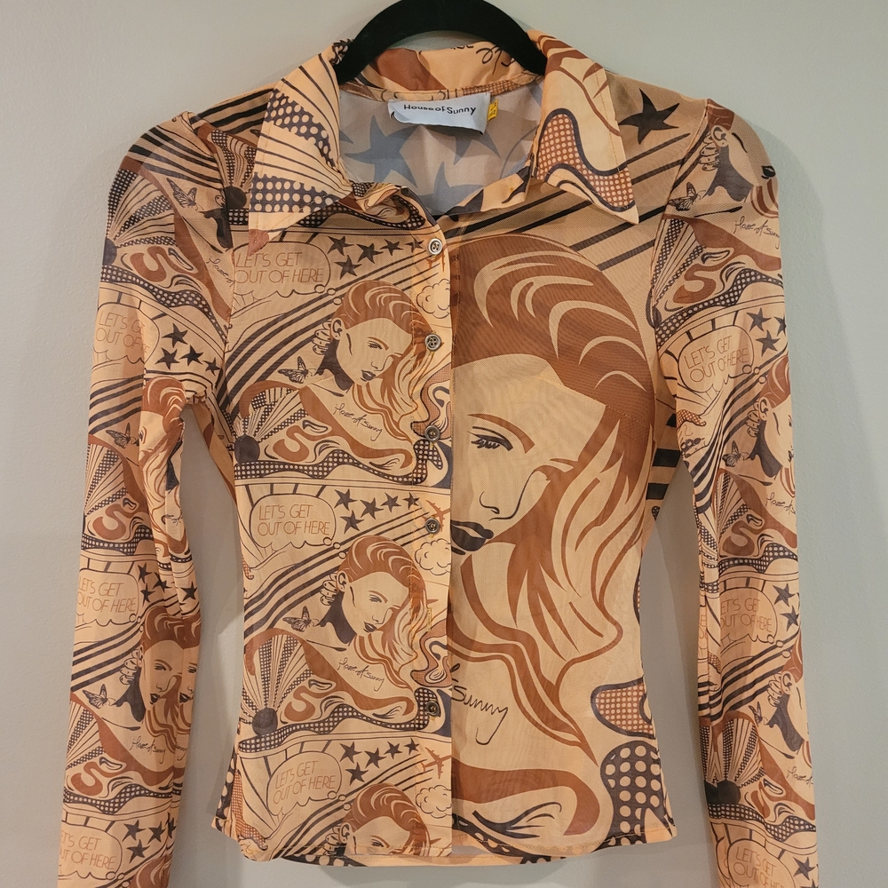 Graphic Print Women's Top - Tan